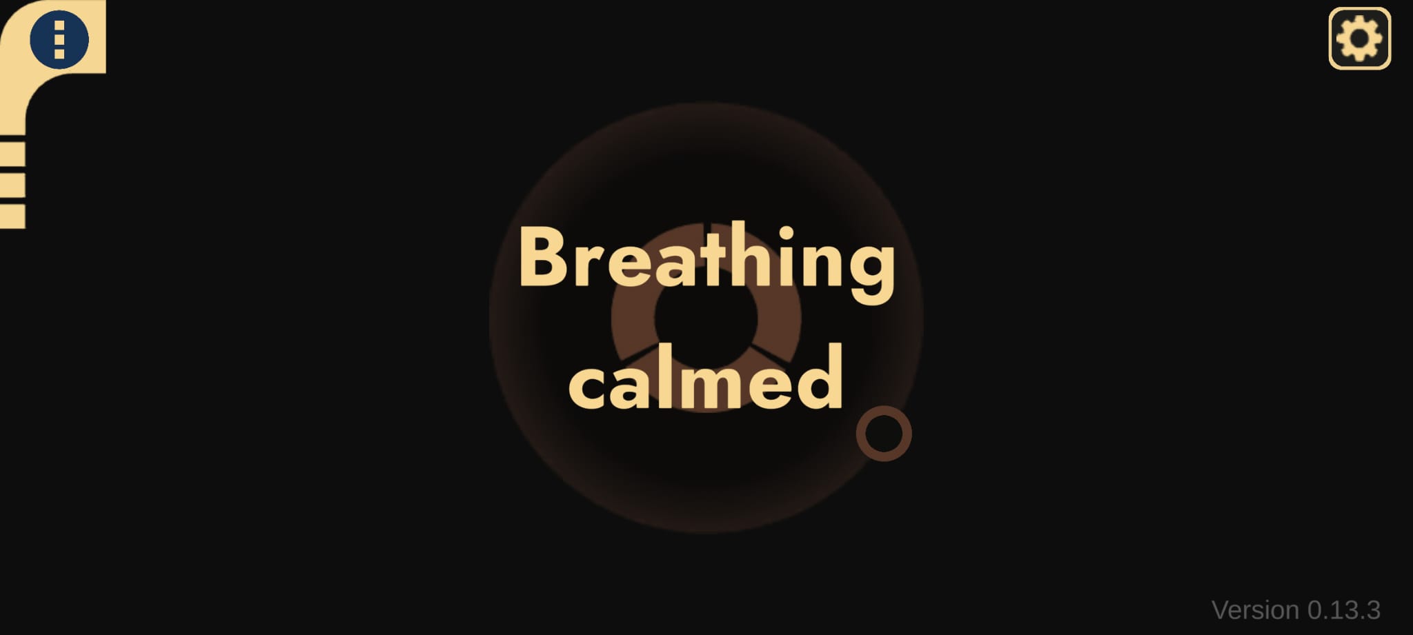 Screenshot from 'The Ilios Experiment': End screen mini-game Calm down with the text 'Breathing calms down'. Is shown when the mini-game has been won.